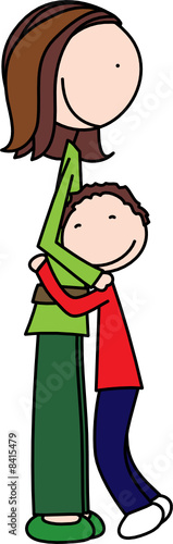 Mother and son hugging each other