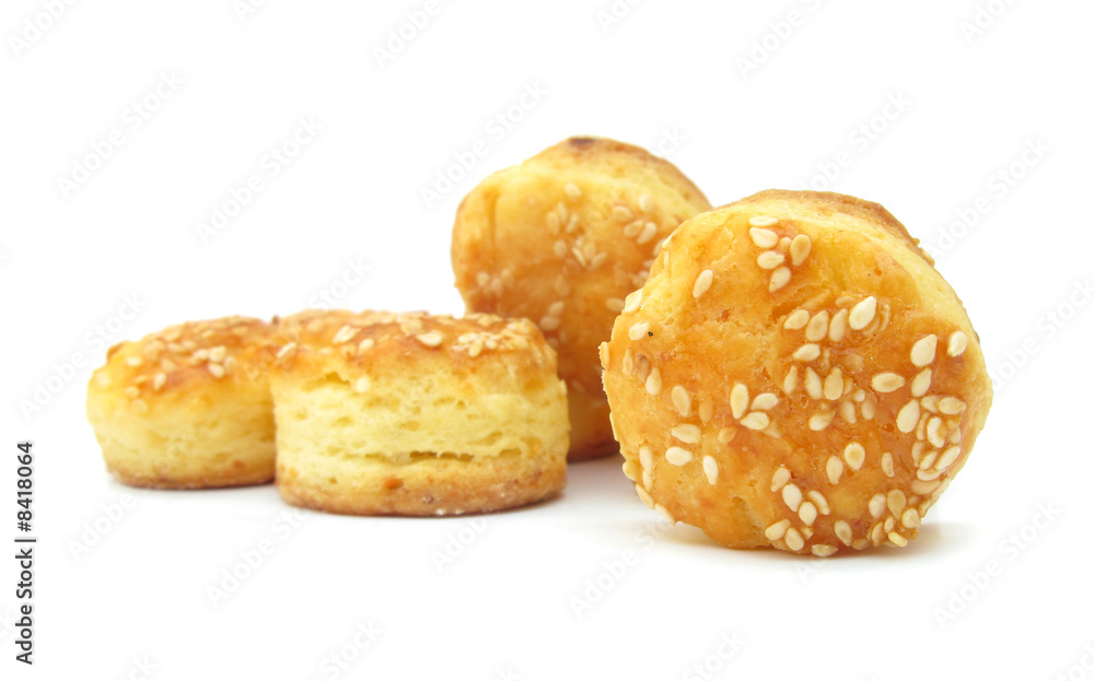 Bread biscuits with cheese, butter and sesame