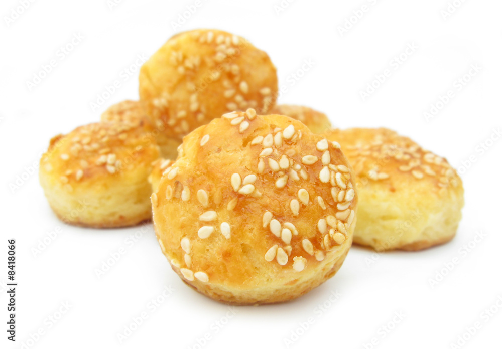 Bread biscuits with cheese, butter and sesame