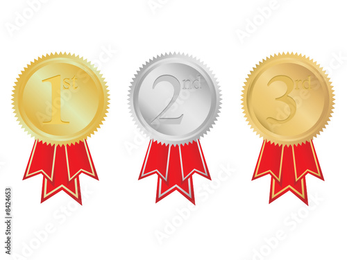 Gold silver and bronze rosettes
