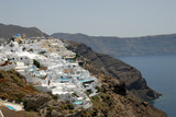 Aerial view over Oia, town on the island Santorini, Greece