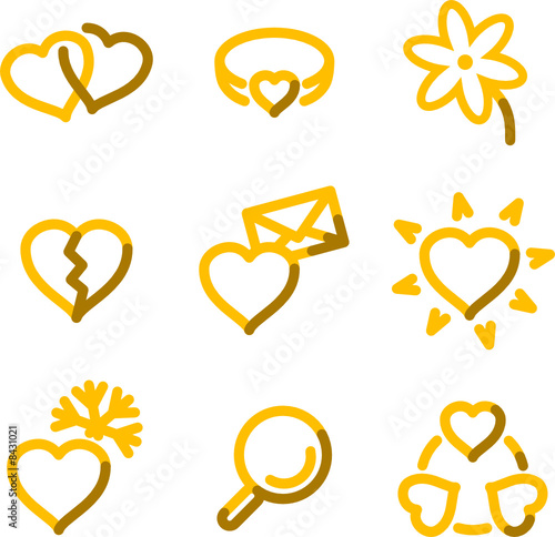 Love icons, gold contour series