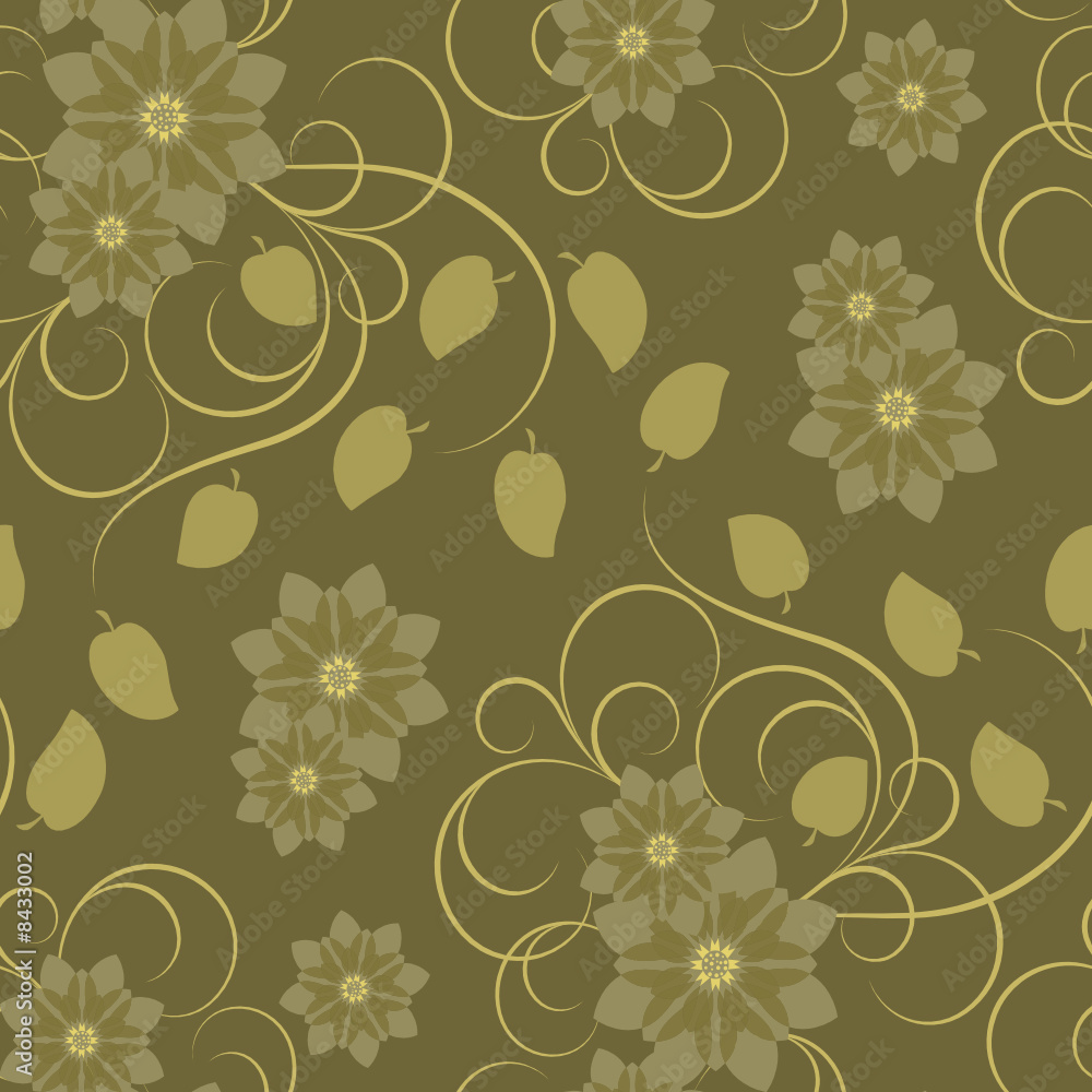 Seamless pattern with brown  flowers
