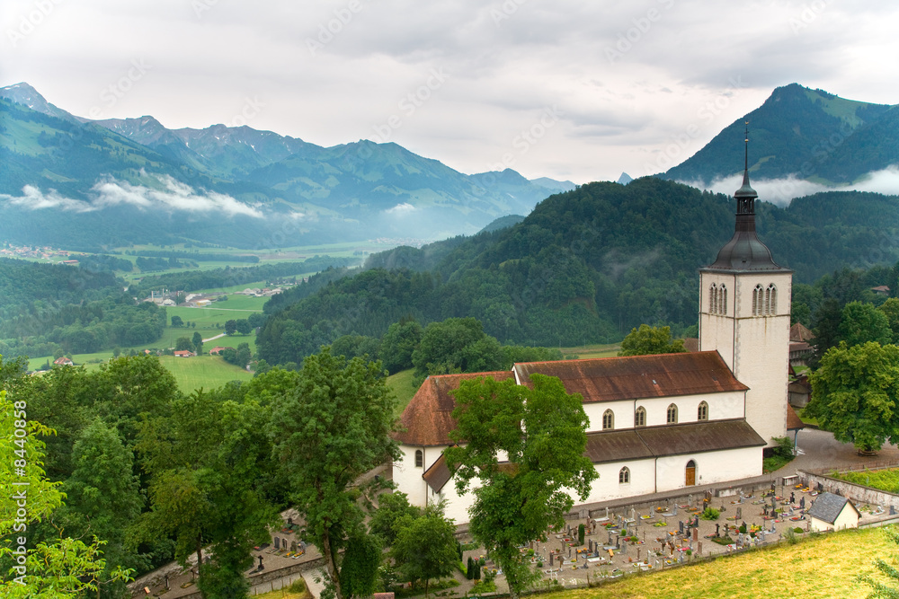 Church of Gruyères in the canton of Fribourg, Switzerland