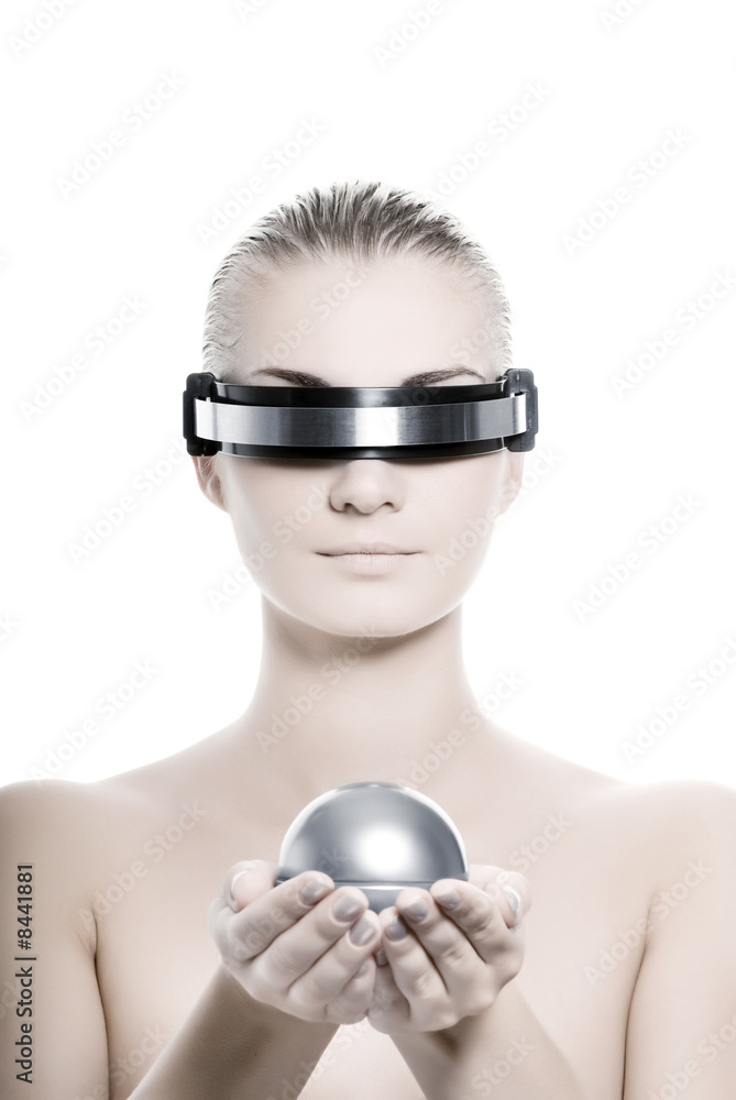 Beautiful cyber woman isolated on white background Beautiful cyber woman isolated on white background