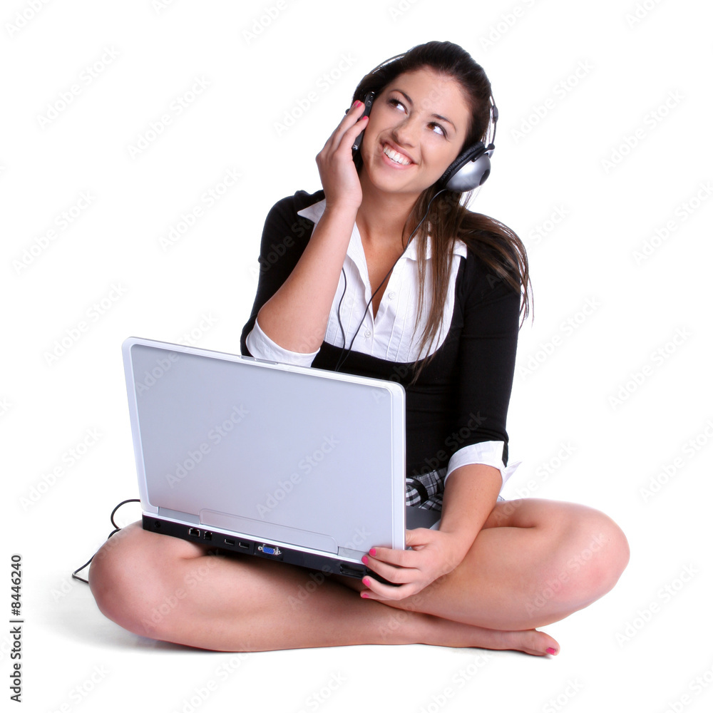 Girl With Laptop and Headphones Girl With Laptop and Headphones
