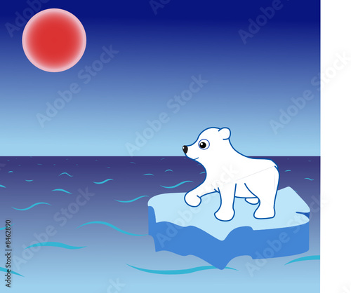 smiling polar bear on a drifting ice-floe