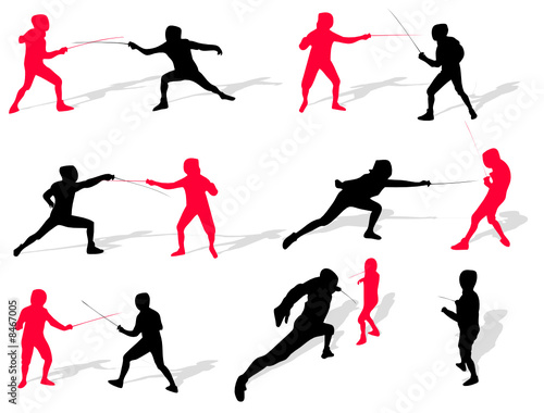 Fencing people silhouettes
