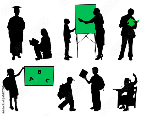 School pupils silhouettes