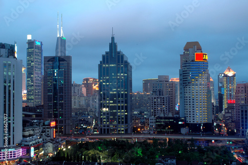 Shanghai office buildings by night