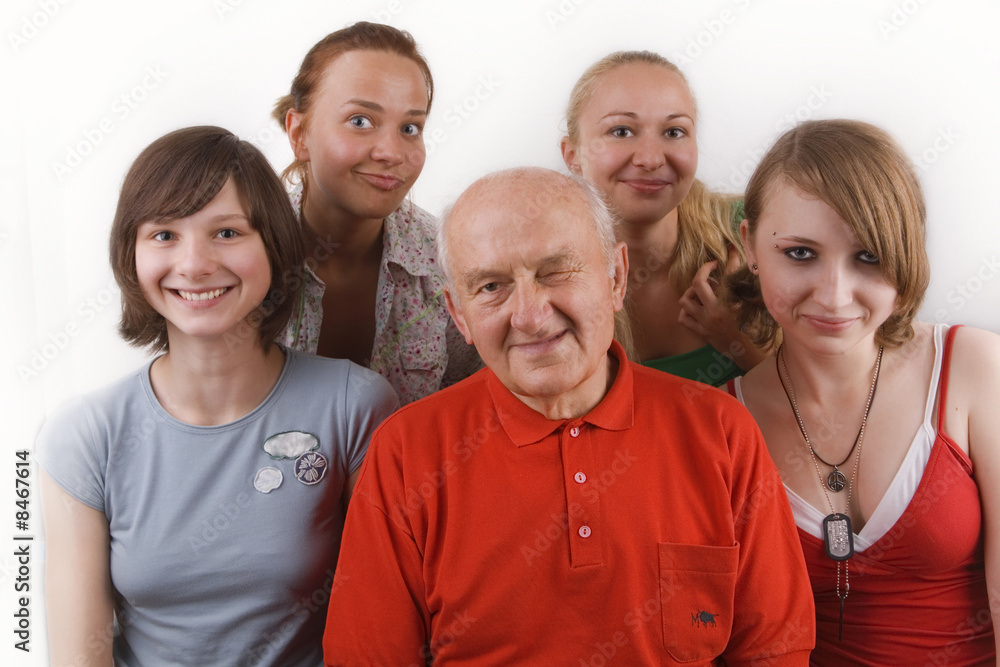 Granfather and his granddaughters Granfather and his granddaughters