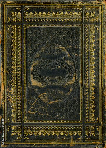Vintage decorative leather bible cover with floral and religious