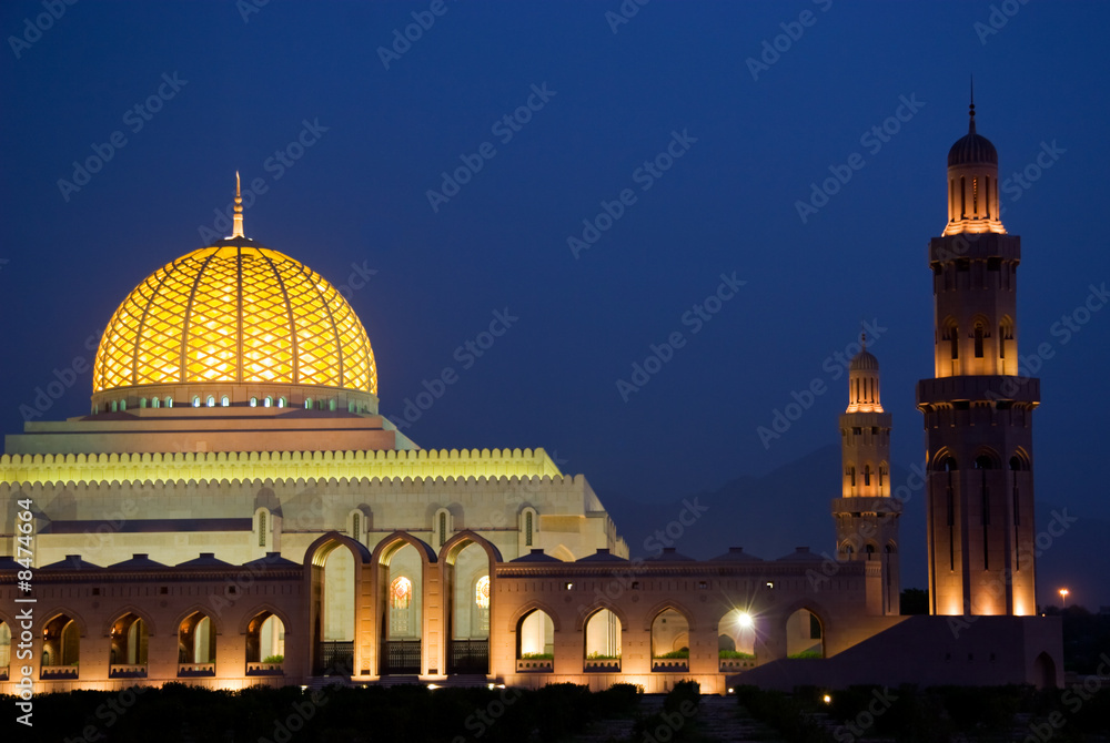 Grand Mosque In Night, Sultanate Of Oman