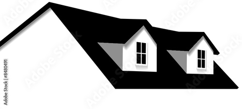 House Abstract Home Roof Element with 2 Dormer Windows