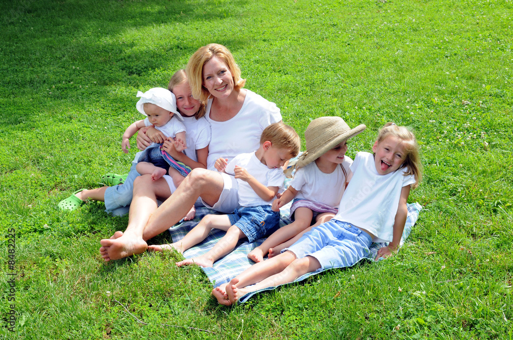 Mother and Children Laughing