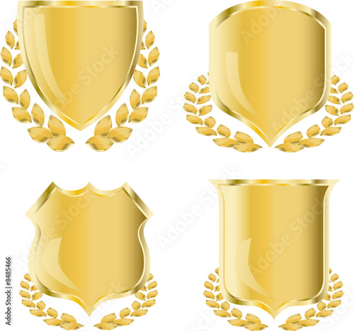golden shield with laurel wreath
