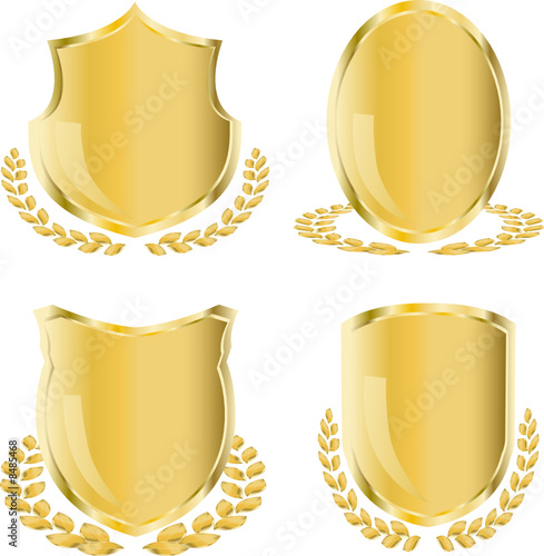 golden shield with laurel wreath