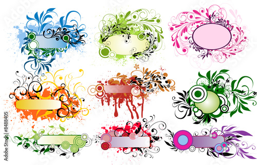 collection of abstract floral frames
