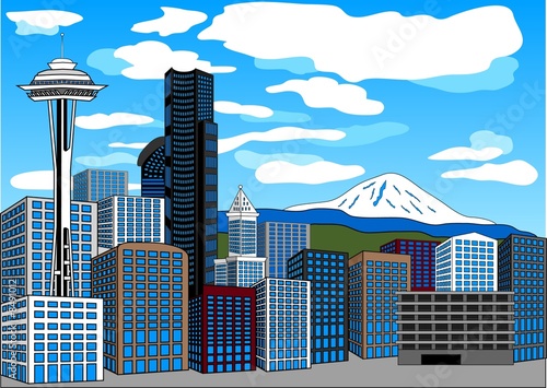 city scape City of Seattle USA