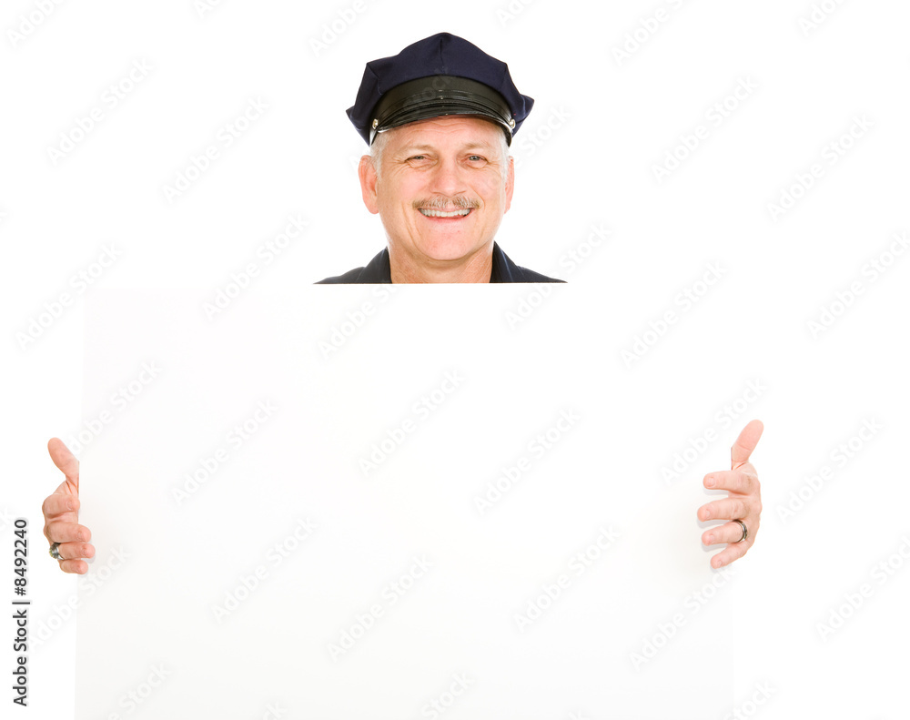 Police Officer Holding Sign Police Officer Holding Sign