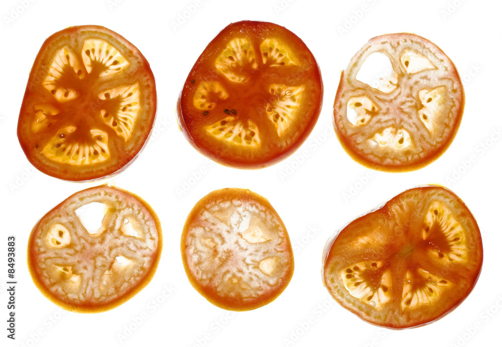 Sliced tomato isolated on white background. Sliced tomato isolated on white background.