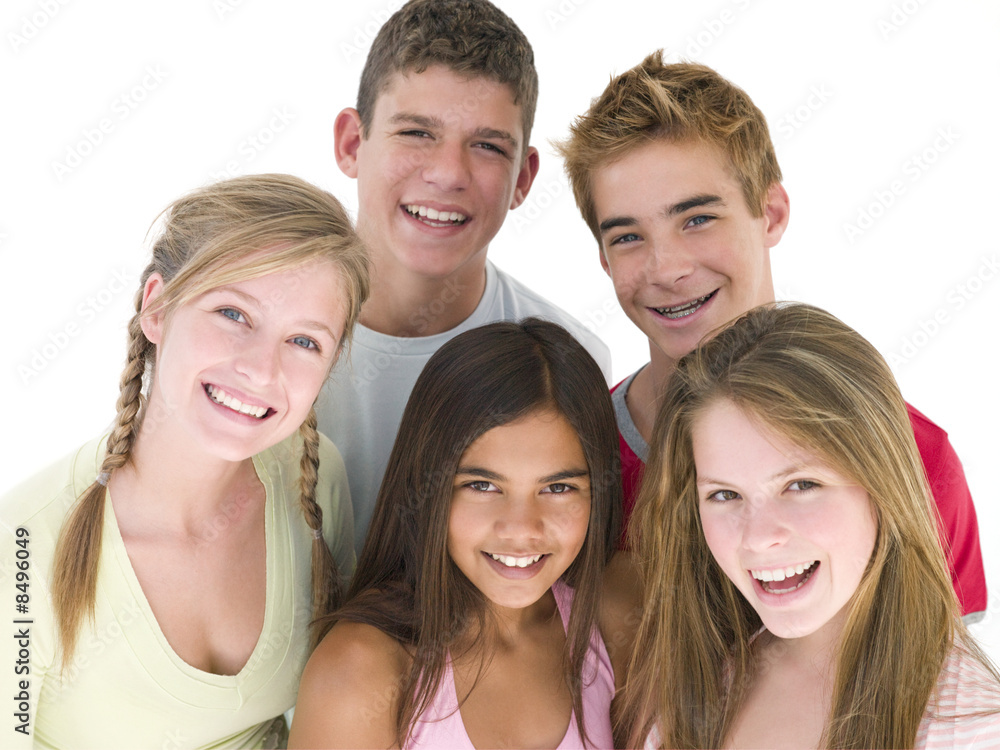 Five friends together smiling Five friends together smiling