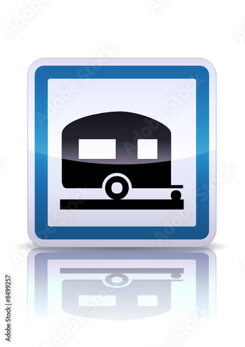 Panneau de signalisation camping caravane (reflet métal)