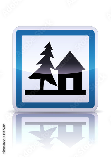 Panneau de signalisation auberge de jeunesse (reflet métal)