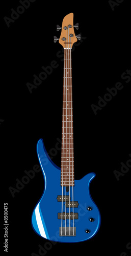 Vector illustration of blue bass guitar