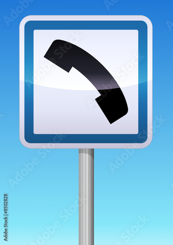 Panneau de signalisation cabine téléphonique