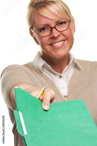 Beautiful Woman with Pencil...