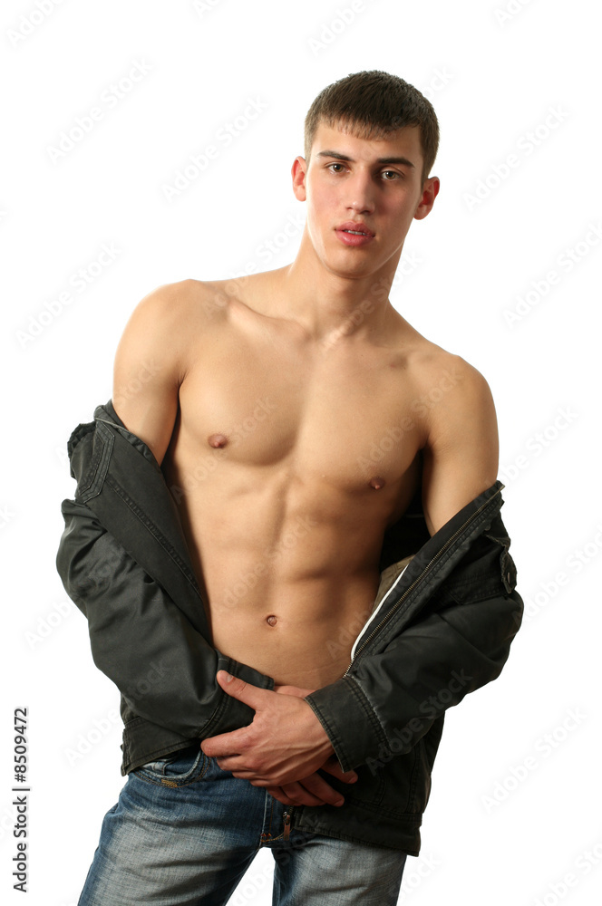 Fototapeta premium Sexy Man Wearing a Black Jacket