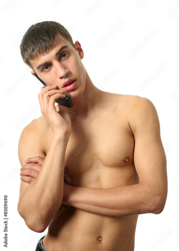 Muscular Man Calling on the Cell Phone Muscular Man Calling on the Cell Phone