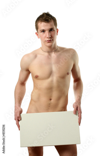 Muscular Man with Copy Space Blank Billboard