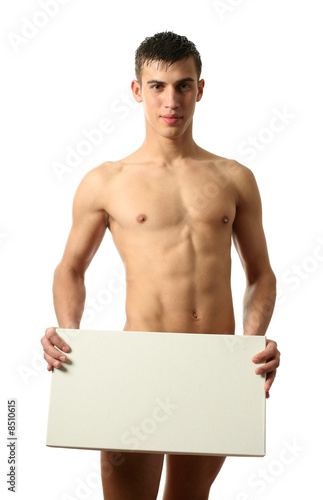 Sexy Man with Copy Space Blank Billboard