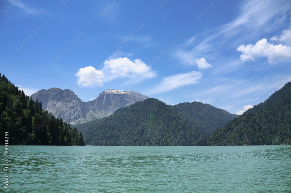 Caucasian mountains and lake Riza. (Abkhazia)