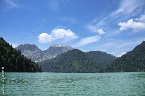 Caucasian mountains and lake Riza.  Abkhazia 