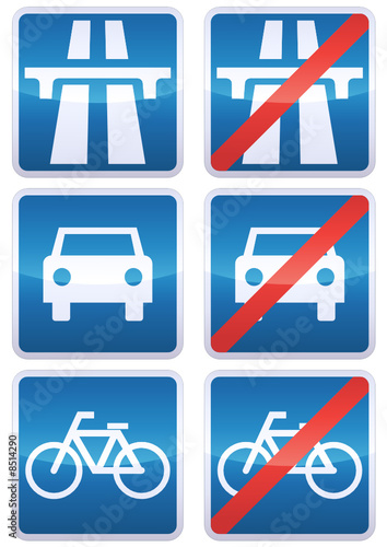 Panneaux de route, autoroute et piste cyclable (détouré)