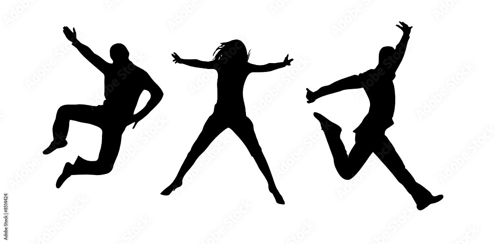 happy people dancing vector silhouettes