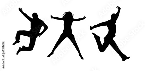 happy people dancing vector silhouettes