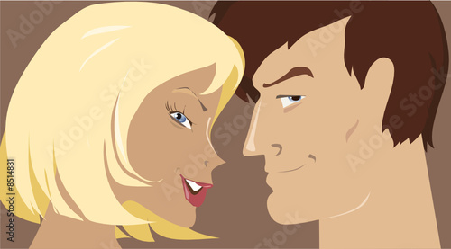 Man and a woman, woman talking to man