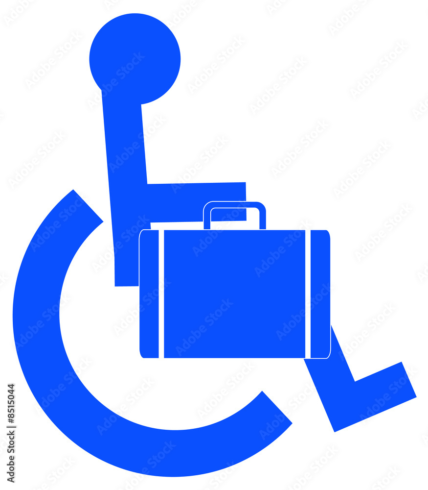 Fototapeta premium handicap or wheelchair person symbol carrying briefcase