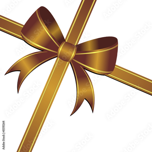 Gold ornamental bow isolated over white background