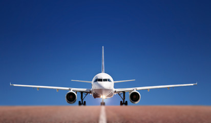 Keuken achterwand Vliegtuig Airbus klaar voor vertrek startbaan  © Mikael Damkier