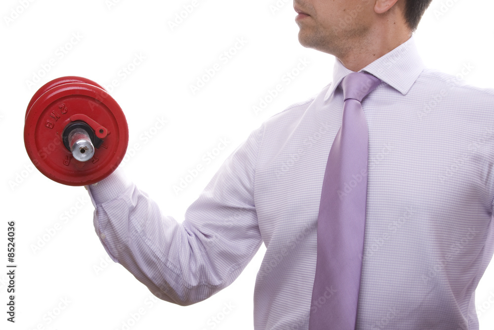 Naklejka premium businessman lifting weights