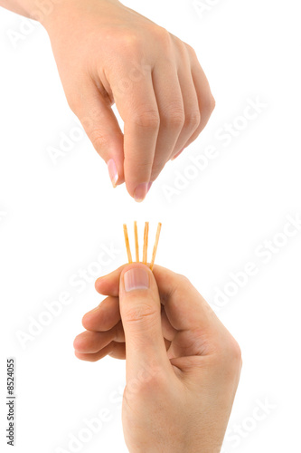 Hand and matches - draw lots