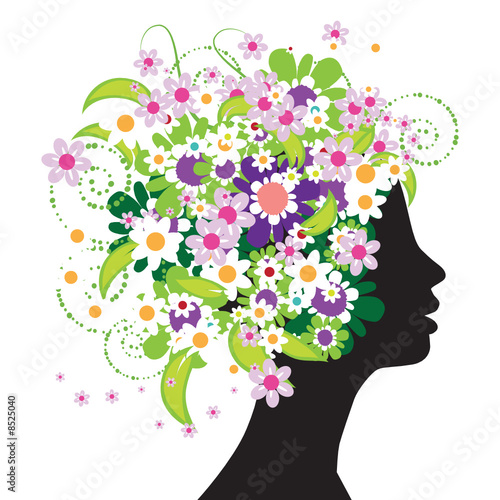 Floral head silhouette