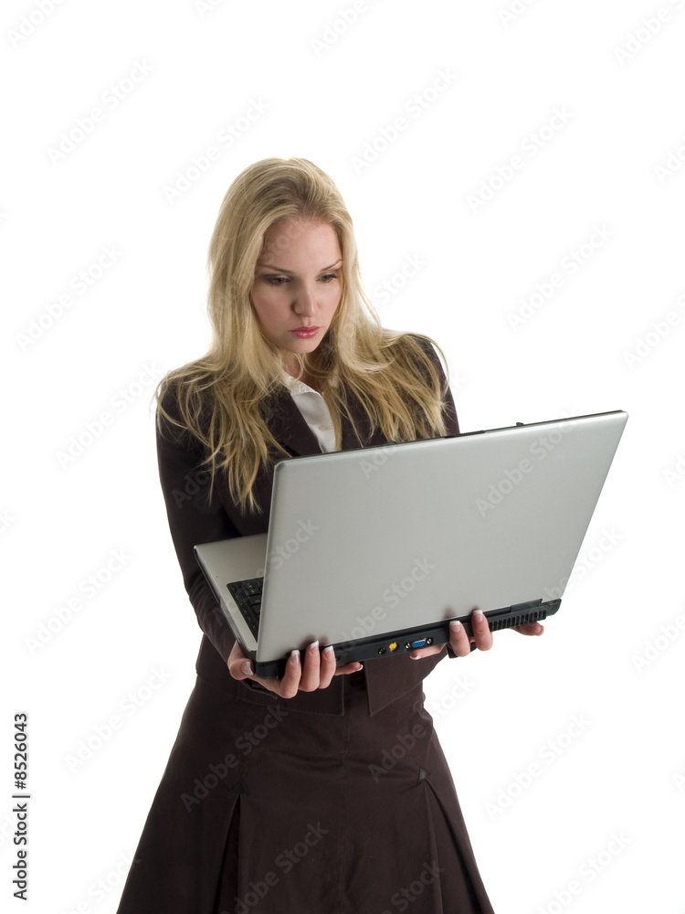 blonde businesswoman with laptop computer blonde businesswoman with laptop computer