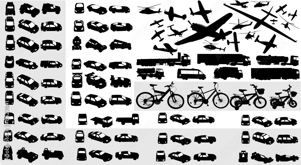 vector collection of transportation silhouettes