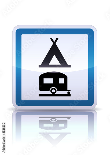 Panneau de signalisation camping caravaning (reflet métal)